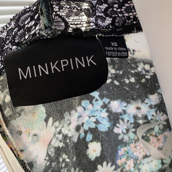 Vintage MINK PINK Mini Floral Slip Dress Cami Style Lace Trim Y2K 90's Vibes XS - Picture 6 of 6